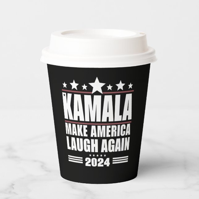 Kamala Make America Laugh Again American Flag 2024 Paper Cups (Front)