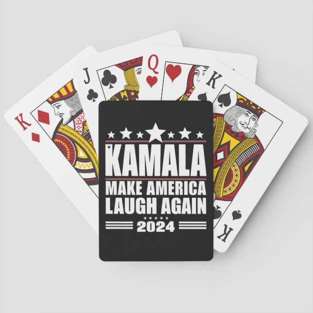 Kamala Make America Laugh Again American Flag 2024 Playing Cards (Back)