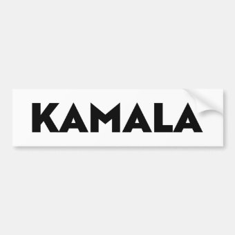 Kamala modern bold typography black and white bumper sticker | Zazzle