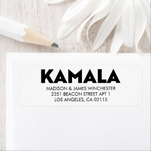Kamala modern bold typography black and white return address label