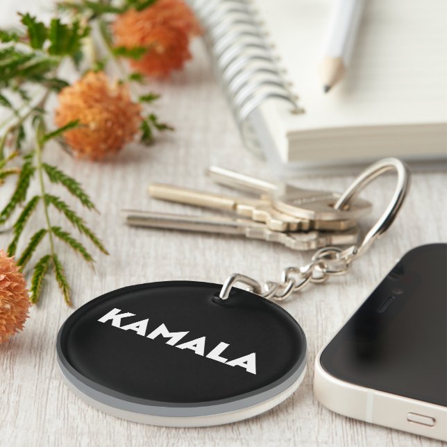 Kamala modern bold typography minimalist black key ring (Front Right)