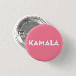 kamala modern bold typography minimalist pink 3 cm round badge