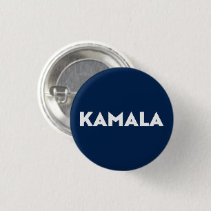 kamala modern bold typography white navy blue 3 cm round badge
