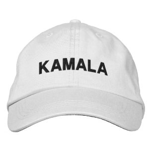 Kamala modern typography custom black and white embroidered hat