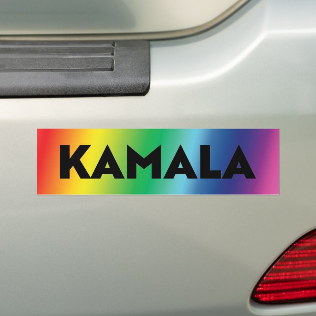 Kamala modern typography gradient rainbow lgbt bumper sticker (On Car)