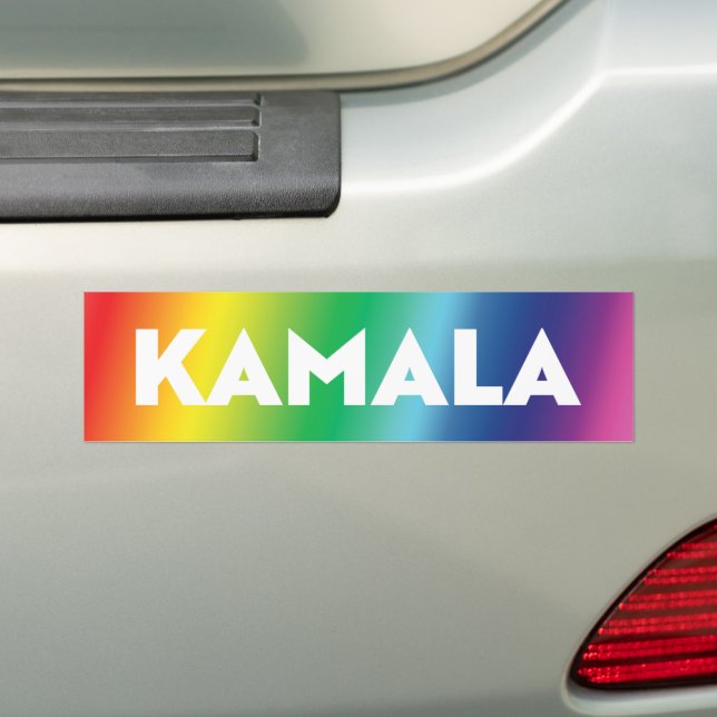 Kamala modern typography gradient rainbow pride bumper sticker (On Car)