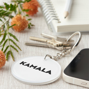 Kamala modern typography minimalist black white key ring