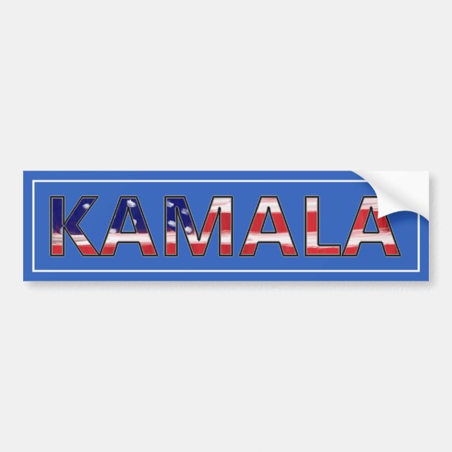  Kamala On Blue With Flag Bumper Sticker (Front)