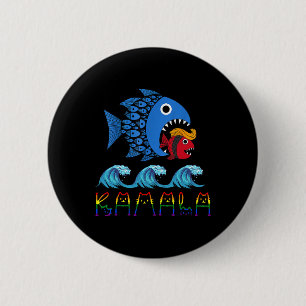 Kamala Over Trump Blue Wave Big Fish Eats Small Fi 6 Cm Round Badge