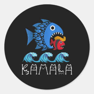 Kamala Over Trump Blue Wave Big Fish Eats Small Fi Classic Round Sticker