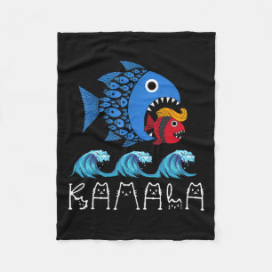 Kamala Over Trump Blue Wave Big Fish Eats Small Fi Fleece Blanket