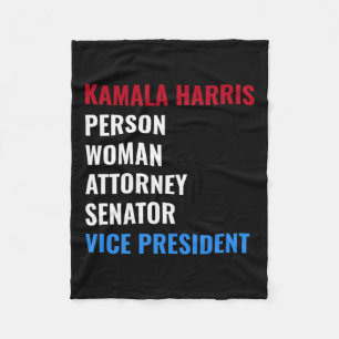 Kamala Person Woman Attorney Senator Vice Presiden Fleece Blanket