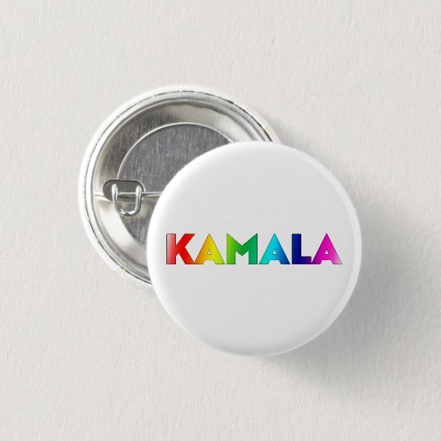 Kamala rainbow gradient modern typography pride 3 cm round badge (Front & Back)