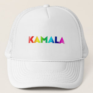 kamala rainbow gradient typography modern pride trucker hat