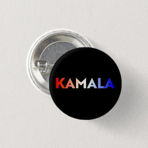 Kamala red white blue gradient typography black 3 cm round badge