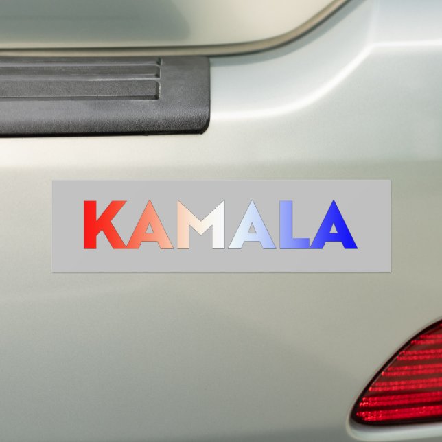 Kamala red white blue gradient typography grey bumper sticker (On Car)