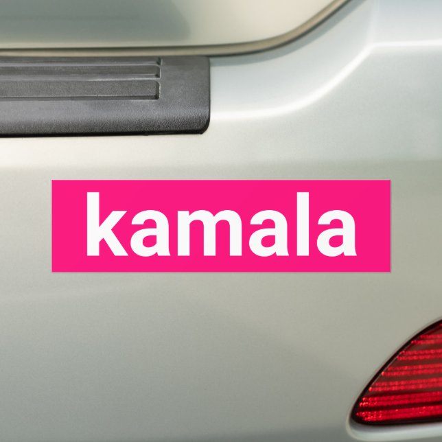 kamala simple minimalist modern hot pink bumper sticker (On Car)