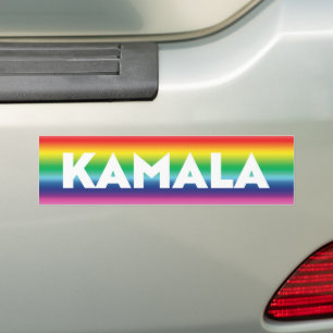 Kamala typography rainbow gradient lgbt pride bumper sticker