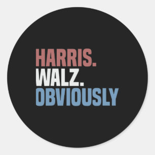 Kamala W Obviously 2024 Harris Waltz 2024 Election Classic Round Sticker