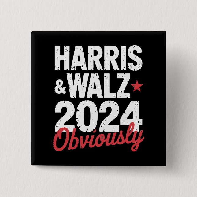 Kamala Walz Obviously 2024 Harris Waltz 2024  15 Cm Square Badge (Front)