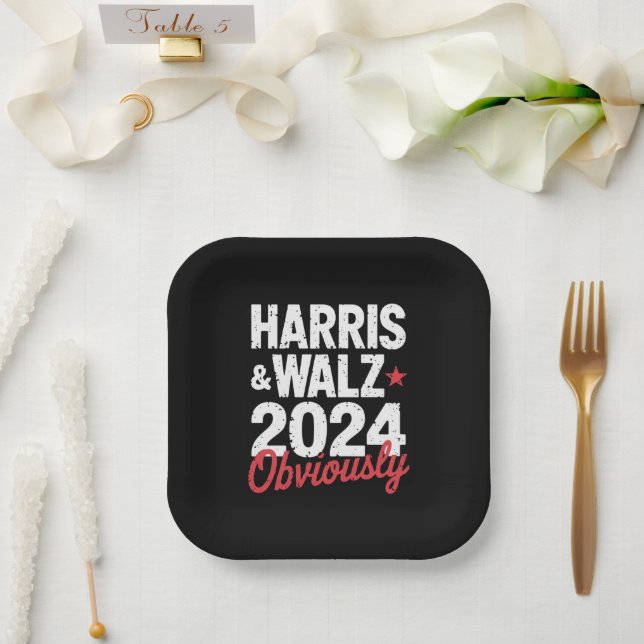Kamala Walz Obviously 2024 Harris Waltz 2024  Paper Plate (Wedding)