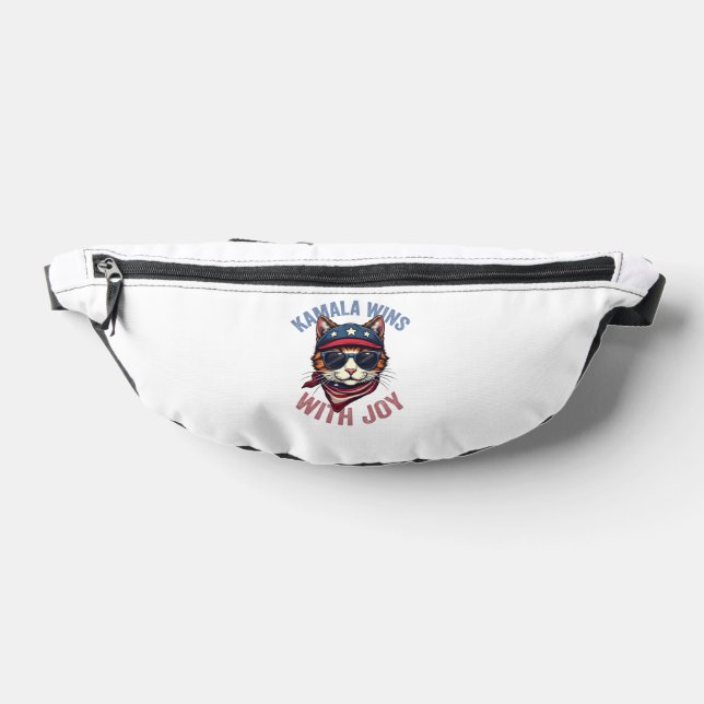 Kamala Wins with Joy Harris Walz Cat lady Election Bum Bags (Lay Down)