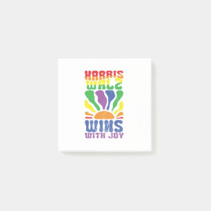 Kamala Wins with Joy Retro Boho Harris Walz LGBT Post-it Notes