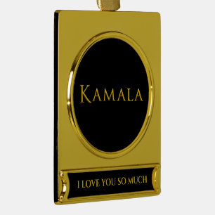 Kamala Woman's Name Gold Plated Banner Ornament