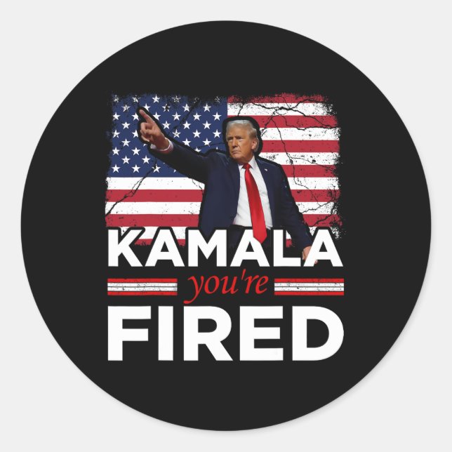 Kamala You're Fired Funny 1  Classic Round Sticker (Front)