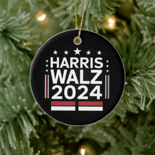 KamalaHarris TimWaltz 2024  Ceramic Ornament