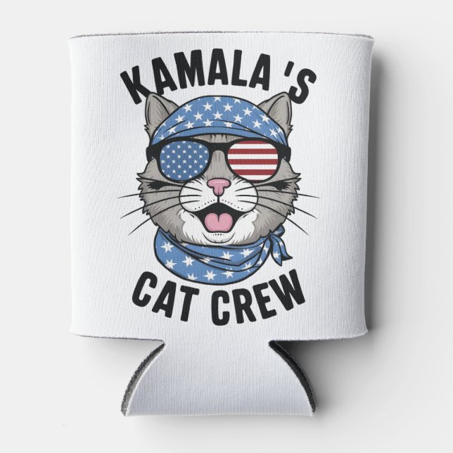 Kamala's Cat Crew Election Cat Lady Gift  Can Cooler (Front)