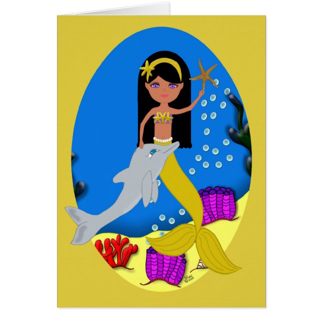 Kamaria the Mermaid and Dolphin Card (Front)