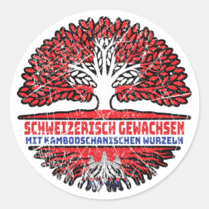 Kambodscha Kambodschanisch Schweizer Schweiz Baum Classic Round Sticker