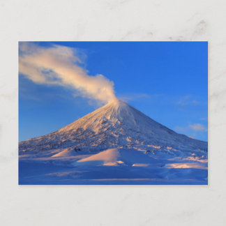 Kamchatka active Klyuchevskoy Volcano at sunrise Postcard