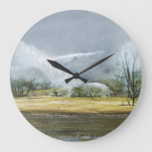Kamchatka Geysers Oil Landscape Large Clock