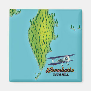 Kamchatka Peninsula Russia travel map. Magnet