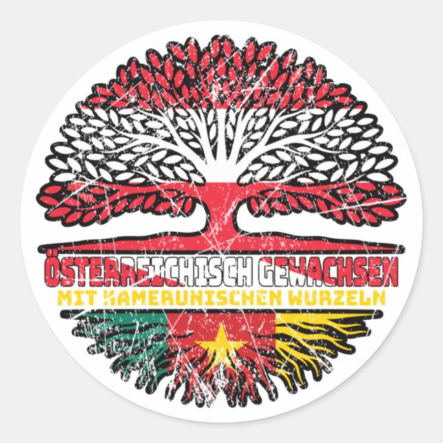 Kamerun Kamerunisch Österreichisch Österreich Baum Classic Round Sticker (Front)