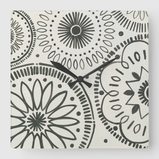 Kami Abstract Pattern Square Wall Clock (Front)