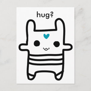 Kami - hearted bunny, hug? postcard
