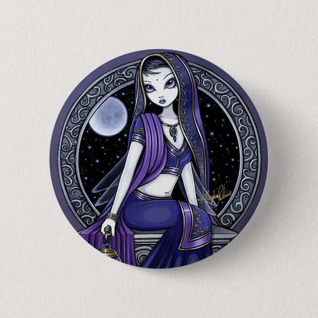 "Kami" Purple Moon Sari Fairy Button (Front)