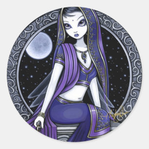 "Kami" Purple Moon Sari Fairy Stickers