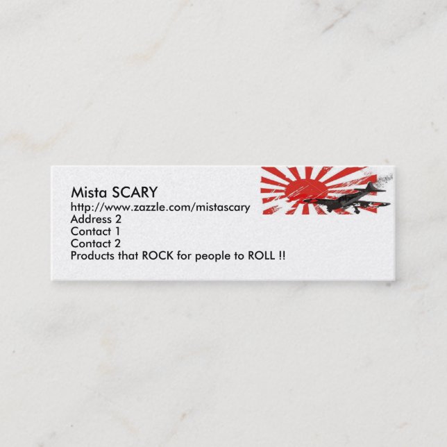 Kamikaze Bomber Japanese Rising Sun Flag, Mista... Mini Business Card (Front)