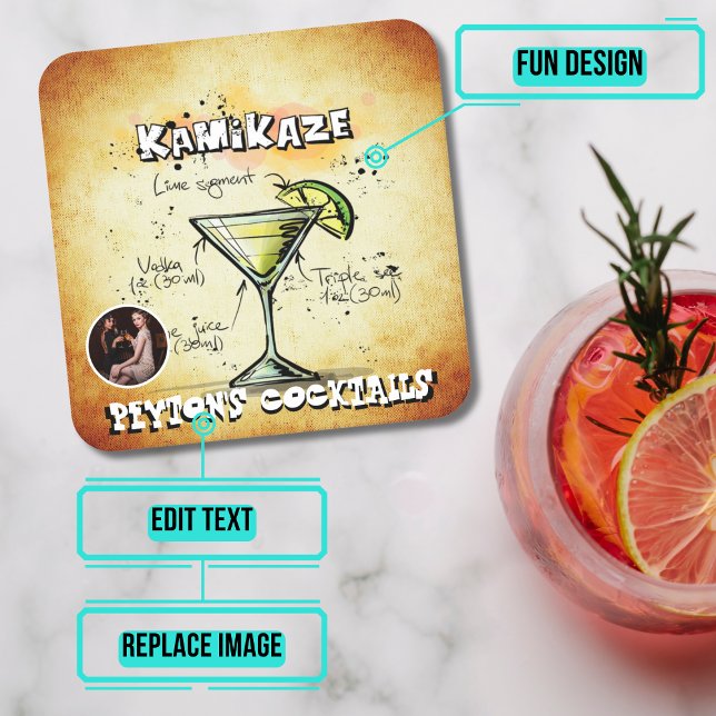 Kamikaze Cocktail Party Square Paper Coaster (Please enjoy our design and see the others in the collection.)