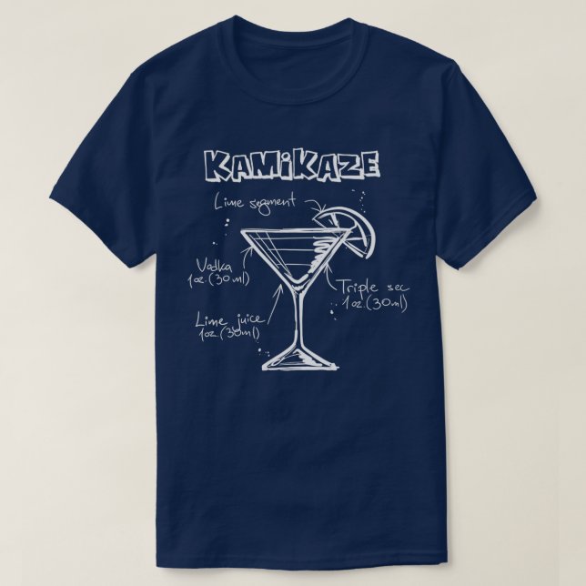Kamikaze Cocktail Recipe Illustration T-Shirt (Design Front)