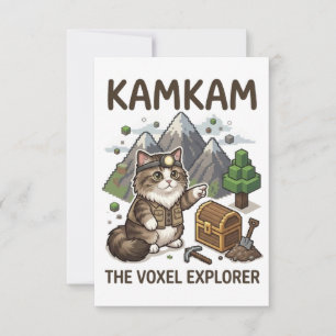 KAMKAM The Voxel Explorer Funny Gamer Cat PixelArt Thank You Card