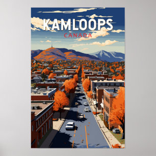Kamloops Canada Travel Art Vintage Poster