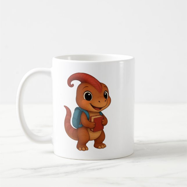 Kammli goes to School – Dino with Backpack Coffee Mug (Left)