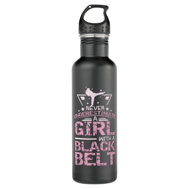 Kampsport Girl Black Belt 710 Ml Water Bottle (Front)
