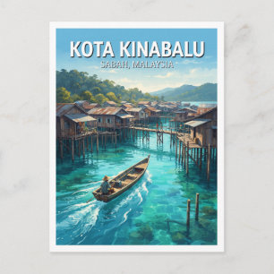 Kampung Gaya Water Village Kota Kinabalu Malaysia Postcard