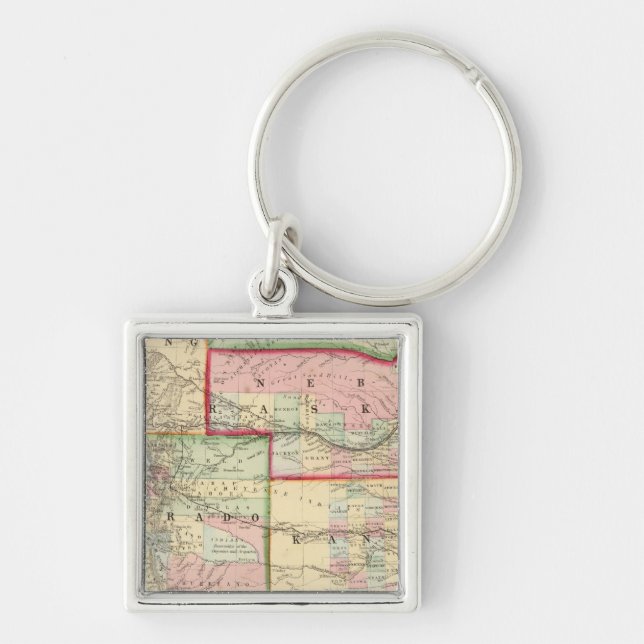 Kan, Neb, Colo Map by Mitchell Key Ring (Front)